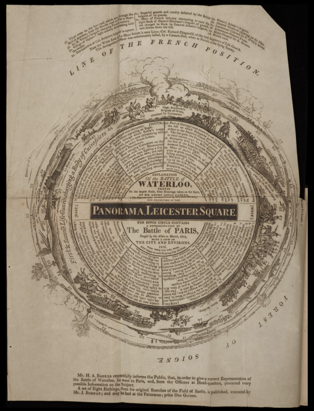Pamphlet showing circular landscape painting